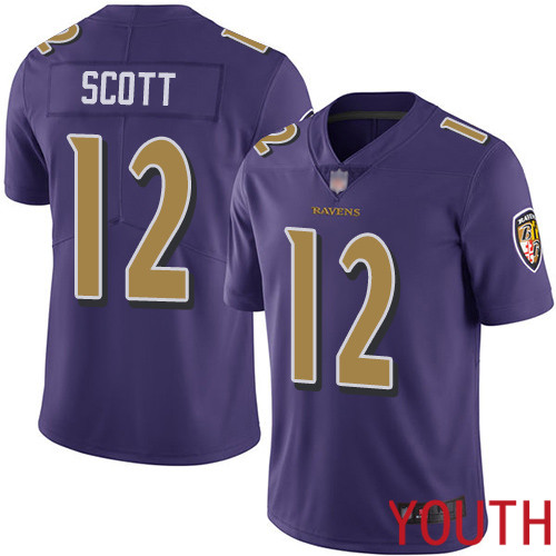 Baltimore Ravens Limited Purple Youth Jaleel Scott Jersey NFL Football 12 Rush Vapor Untouchable